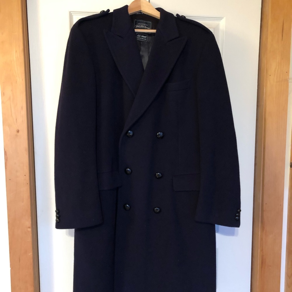 Crombie/Saks 100% wool full length overcoat. 44L
